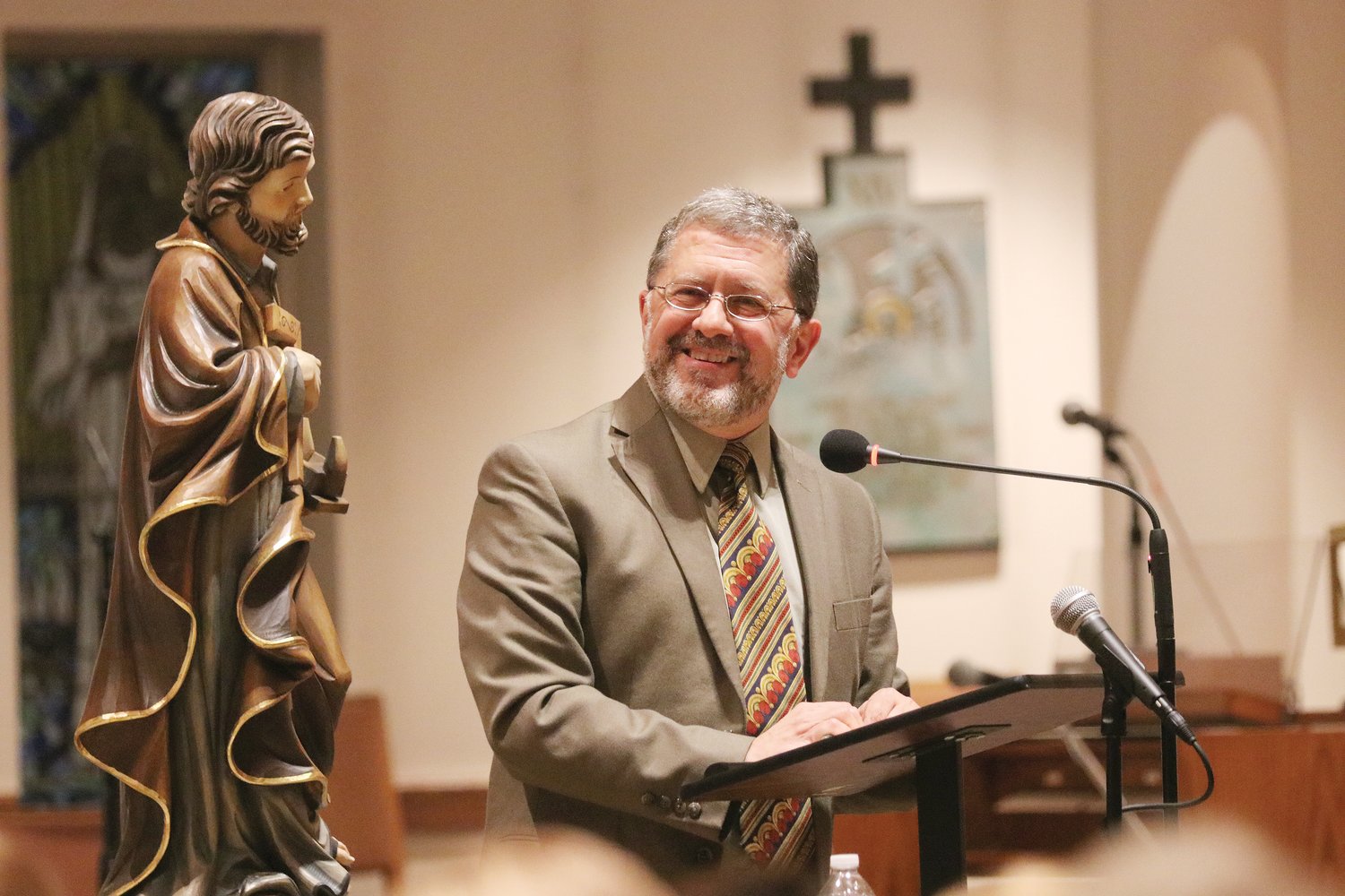 Mike Aquilina, popular author of works on Catholic Church history speaks on “St. Joseph and His Work: The Life of St. Joseph” at St. Philip Church on Sept. 21.